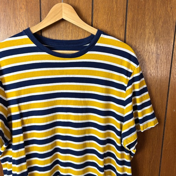 J.Crew Other - JCrew‎ Washed X Large Striped T Shirt Yellow Navy White Cotton